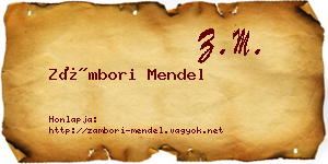 Zámbori Mendel névjegykártya